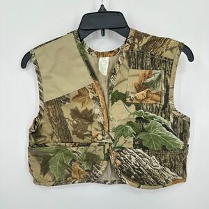 Vtg Anglers Expressions Vest Kids 10 Brown Green Real Tree Camo Hunting 1987 USA